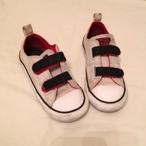 Toddler converse. White and black Velcro.